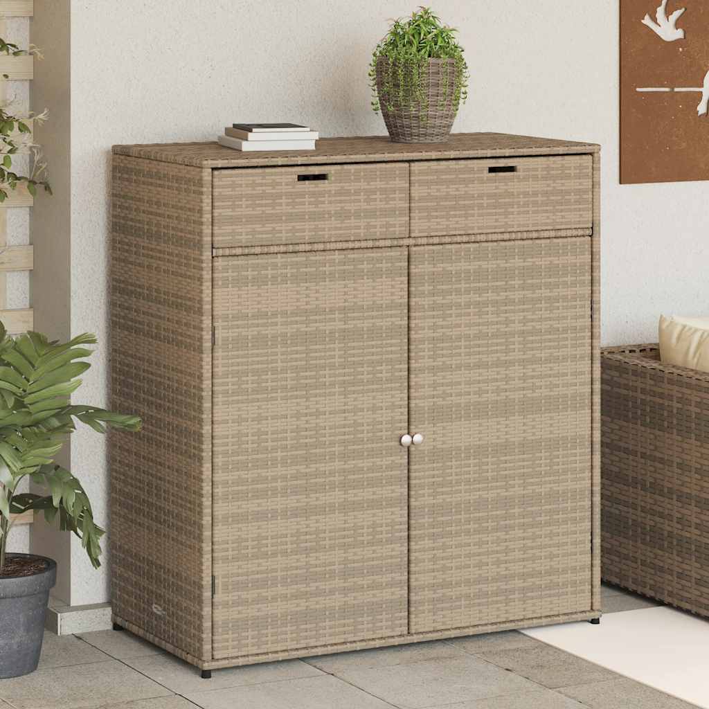 Gartenschrank Schwarz 55x55x111 cm Poly Rattan
