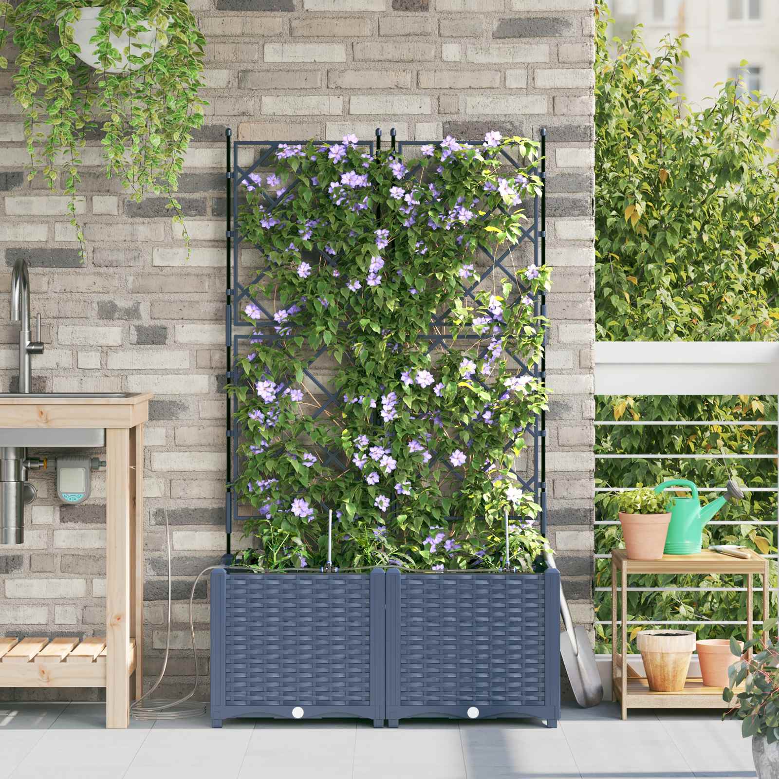 Garten-Pflanzgefäß 4 Stk. Braun 160 x 40 x 22 cm PP