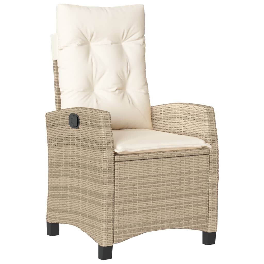 Gartensessel Verstellbar mit Kissen Schwarz Poly Rattan