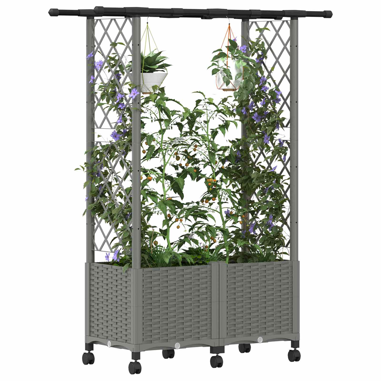 Hochbeet mit Rankgitter und Dach Braun 124 x 40 x 123 cm PP