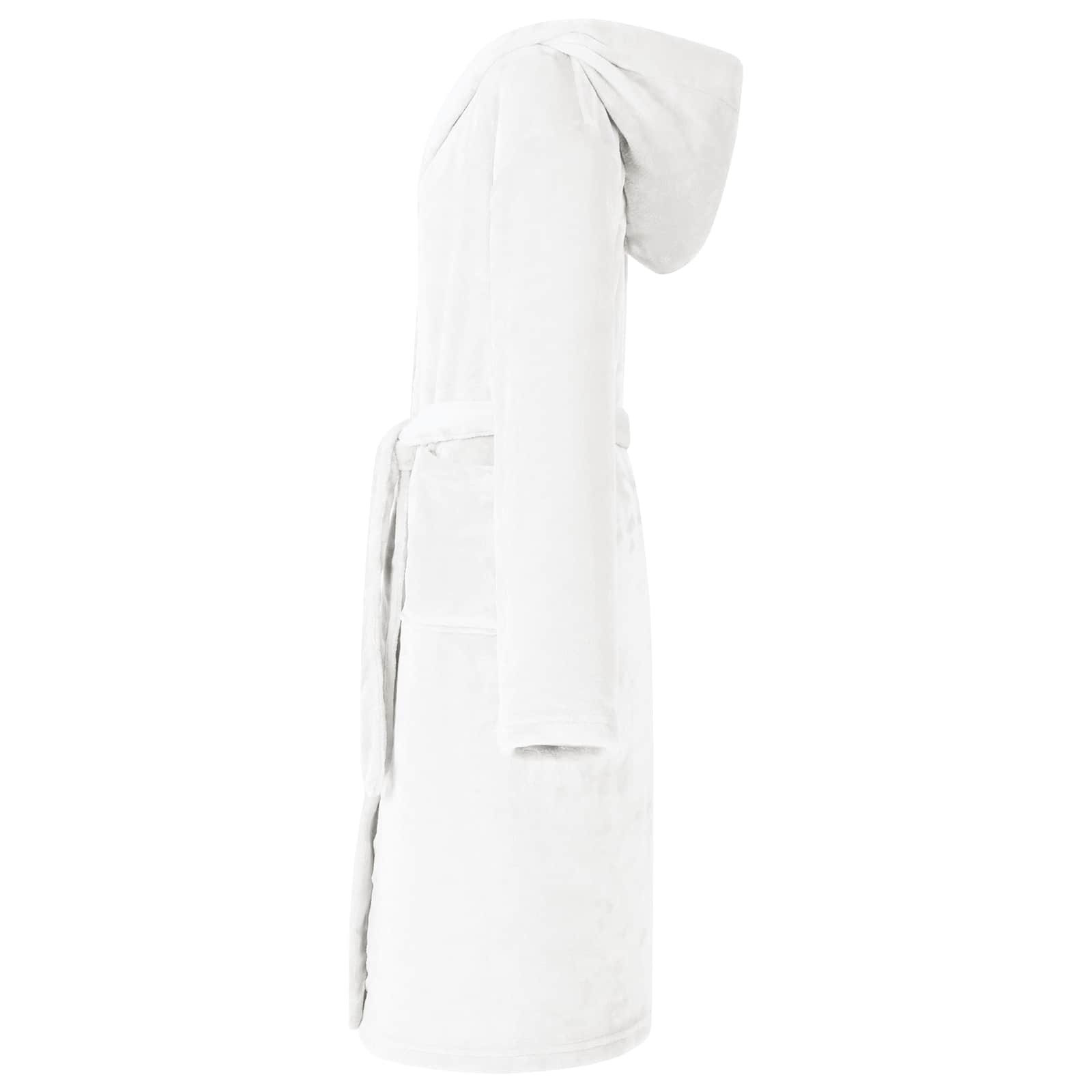 Bademantel Hoodie Beige S Flanell