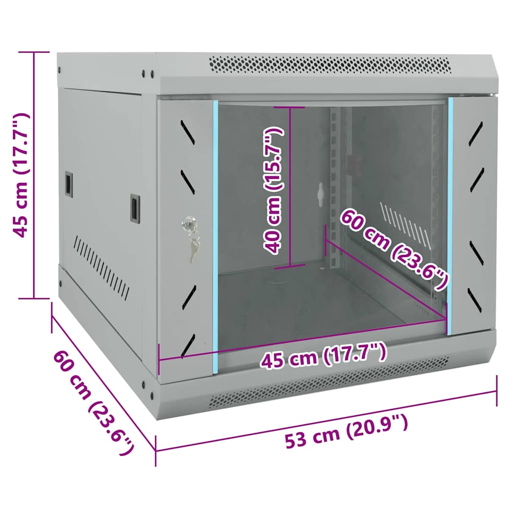 Netzwerkschrank mit Speicher Grau 60 x 45 x 28 cm Stahl