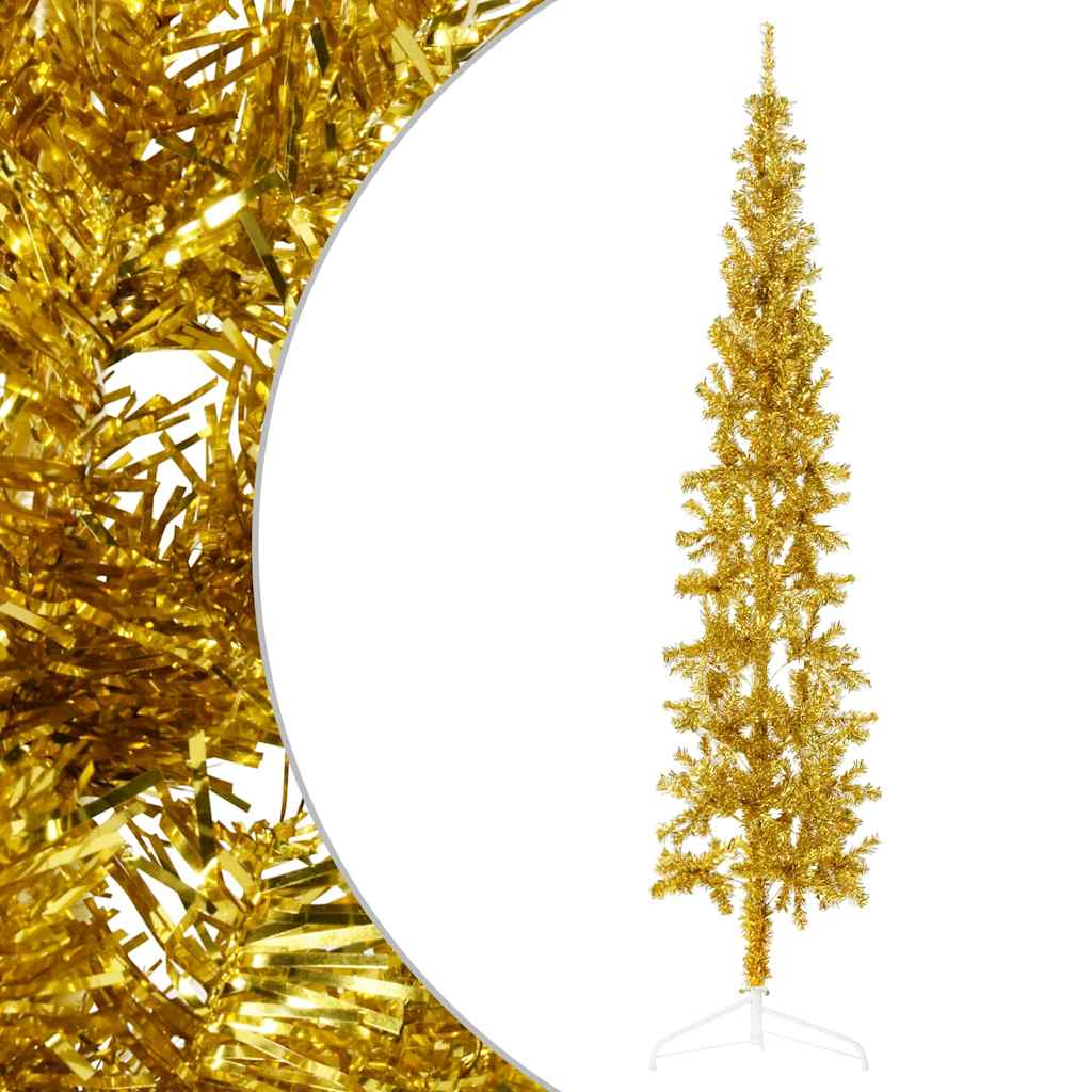 Künstlicher Halb-Weihnachtsbaum mit Ständer Schlank Weiß 180 cm