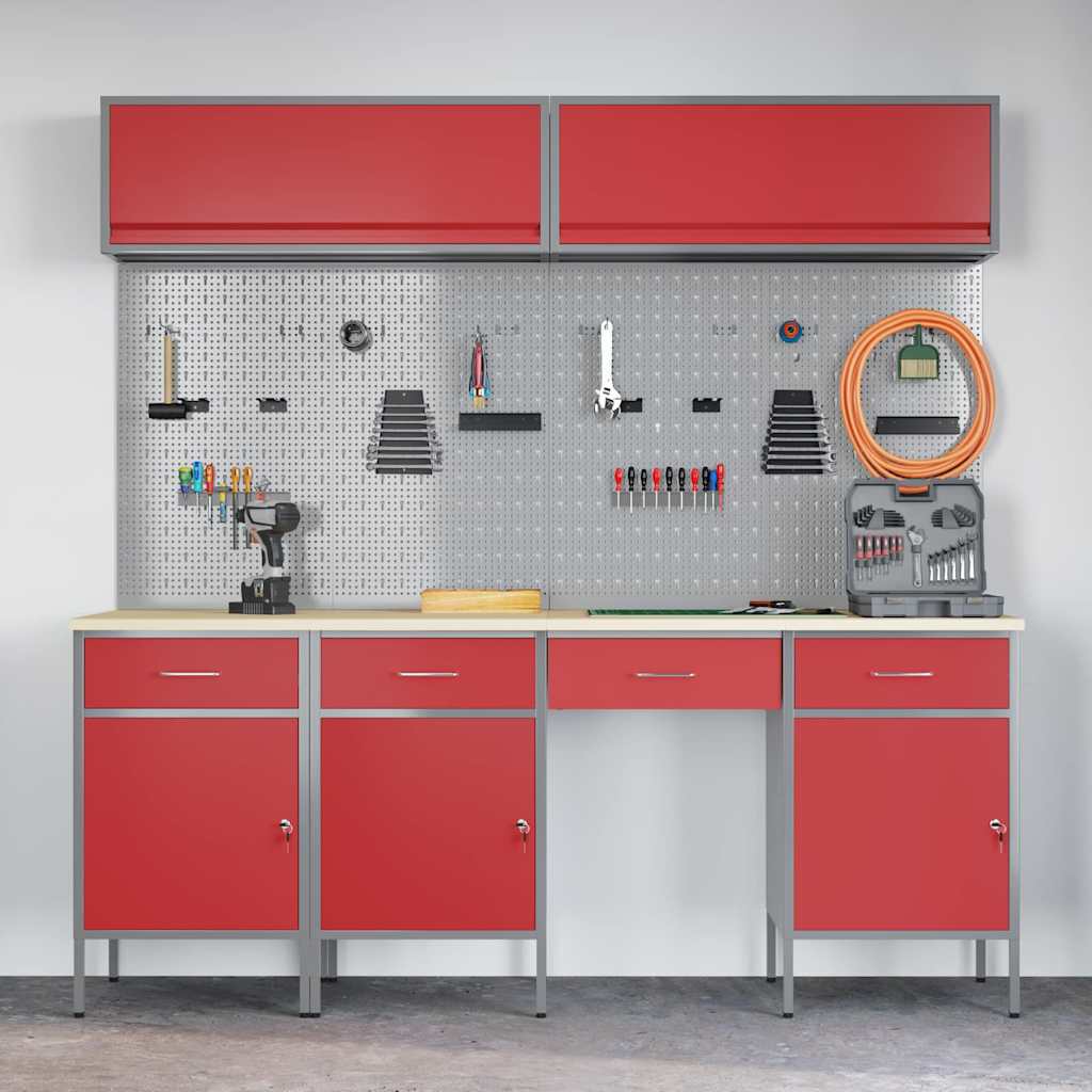 Arbeitsschrankset mit Schubladen mit Regal 8 pcs Grau