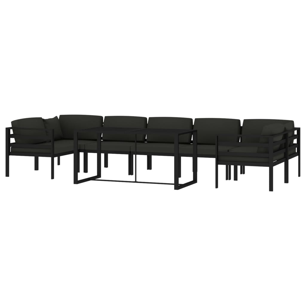 10-tlg. Garten-Lounge-Set mit Kissen Aluminium Anthrazit