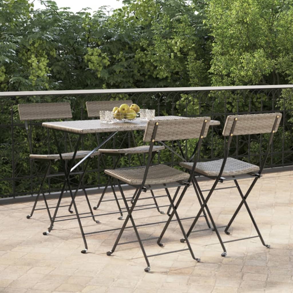 Bistrostühle 4 Stk. Klappbar Schwarz Poly Rattan und Stahl