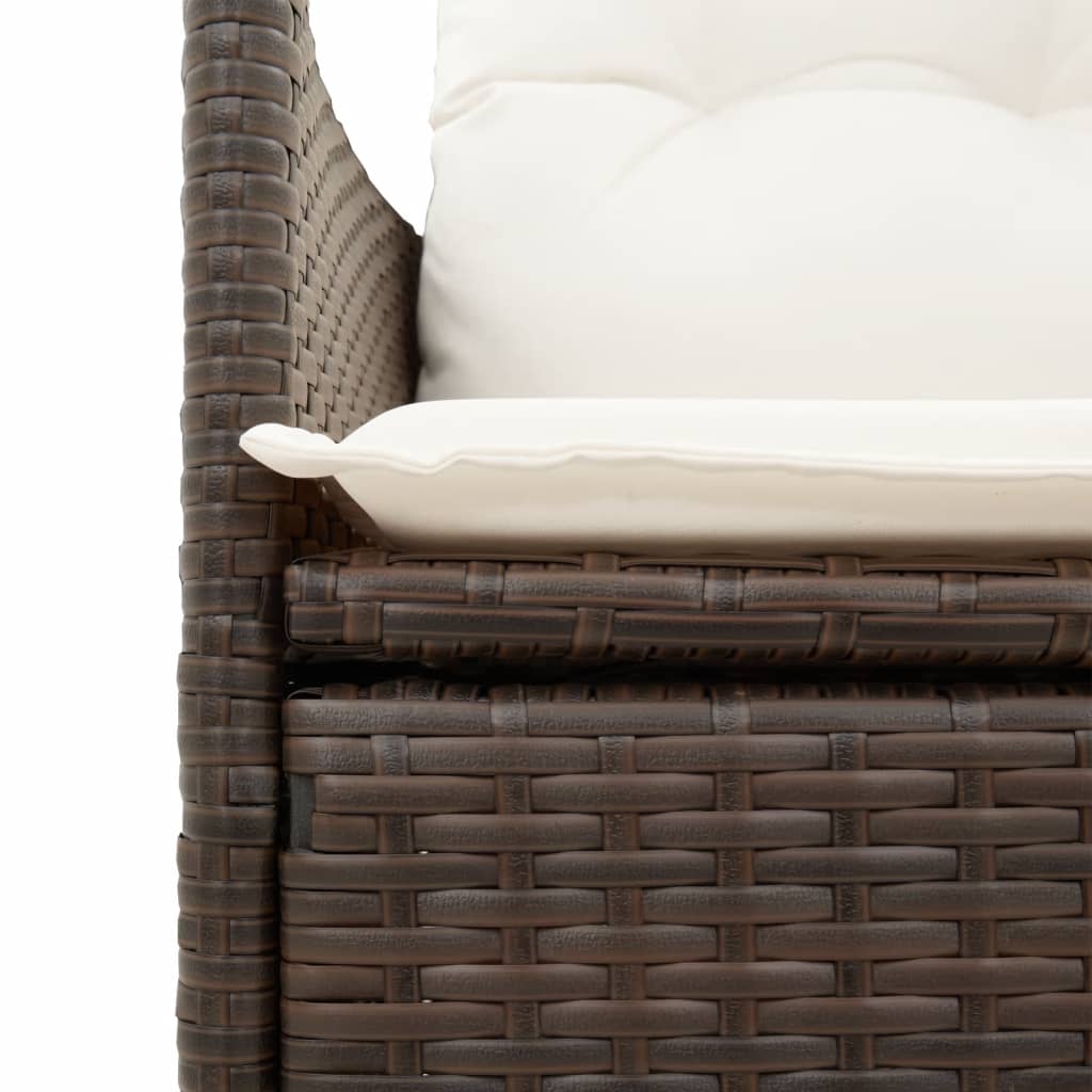 Gartensessel Verstellbar mit Kissen Schwarz Poly Rattan