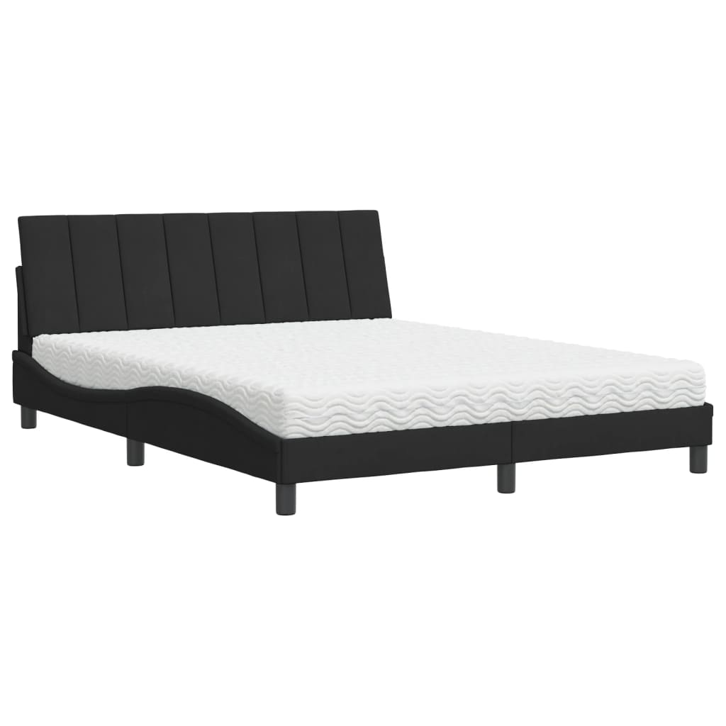 Bett mit Matratze "Hanko" Hellgrau 80x200 cm Samt