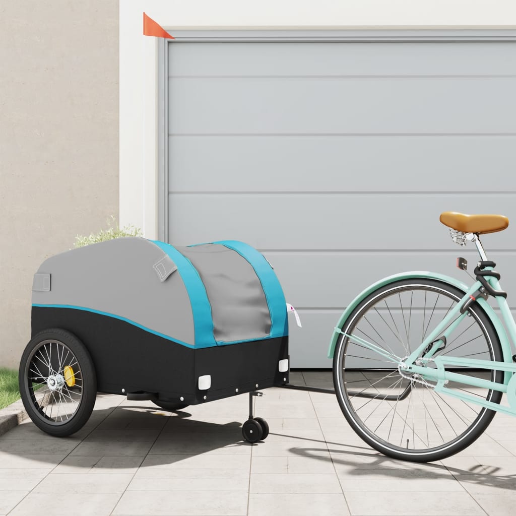 Fahrradanhänger Schwarz und Orange 30 kg Eisen