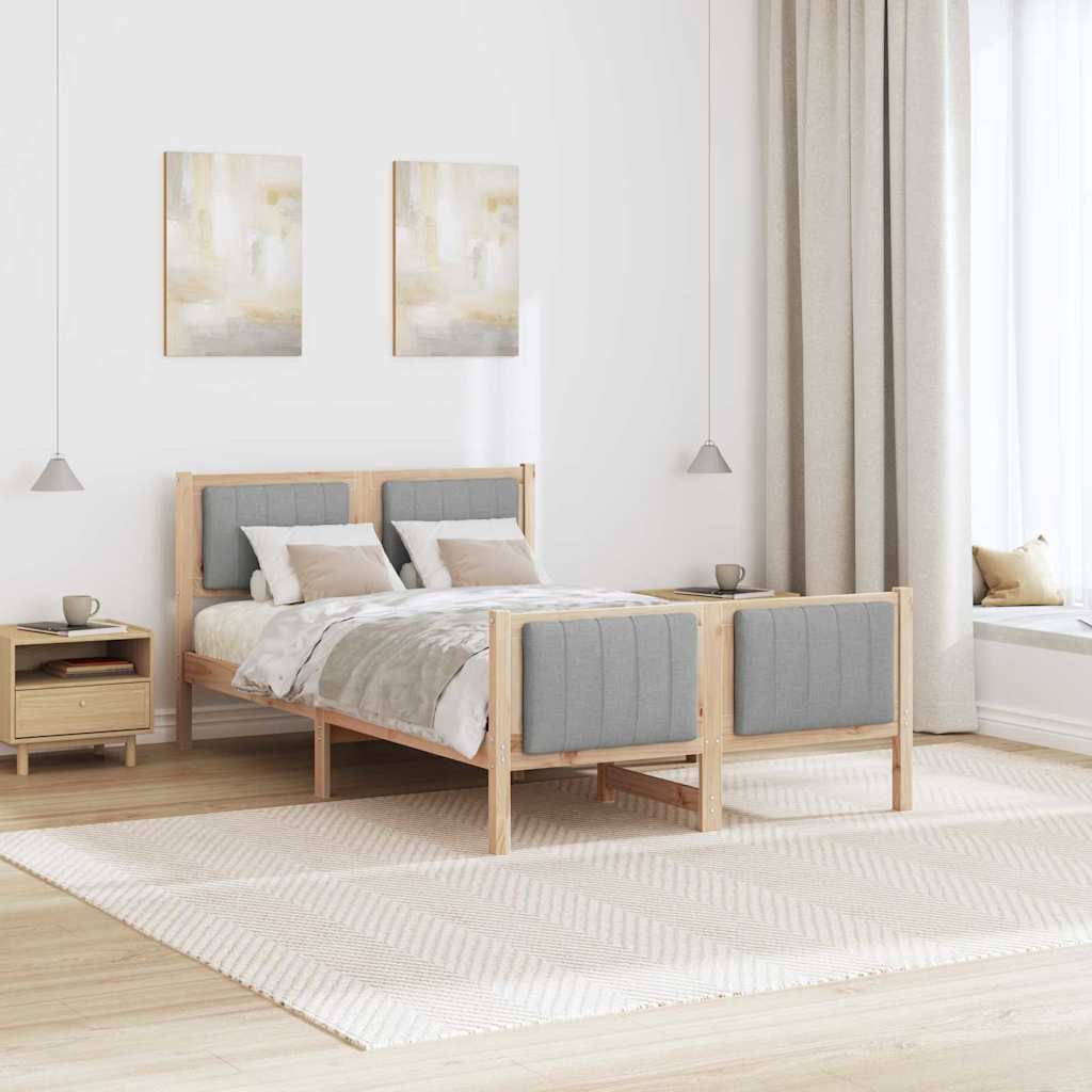 Bettgestell Braun und hellgrau 200 x 200 cm Massivholz Kiefer
