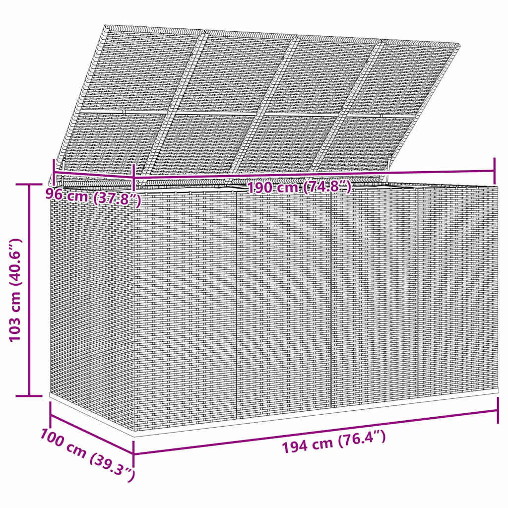 Garten-Kissenbox PE Rattan 100x49x103,5 cm Schwarz
