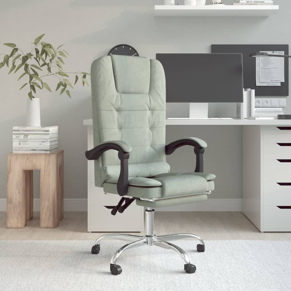 Bürostuhl mit Massagefunktion Dunkelgrau Samt