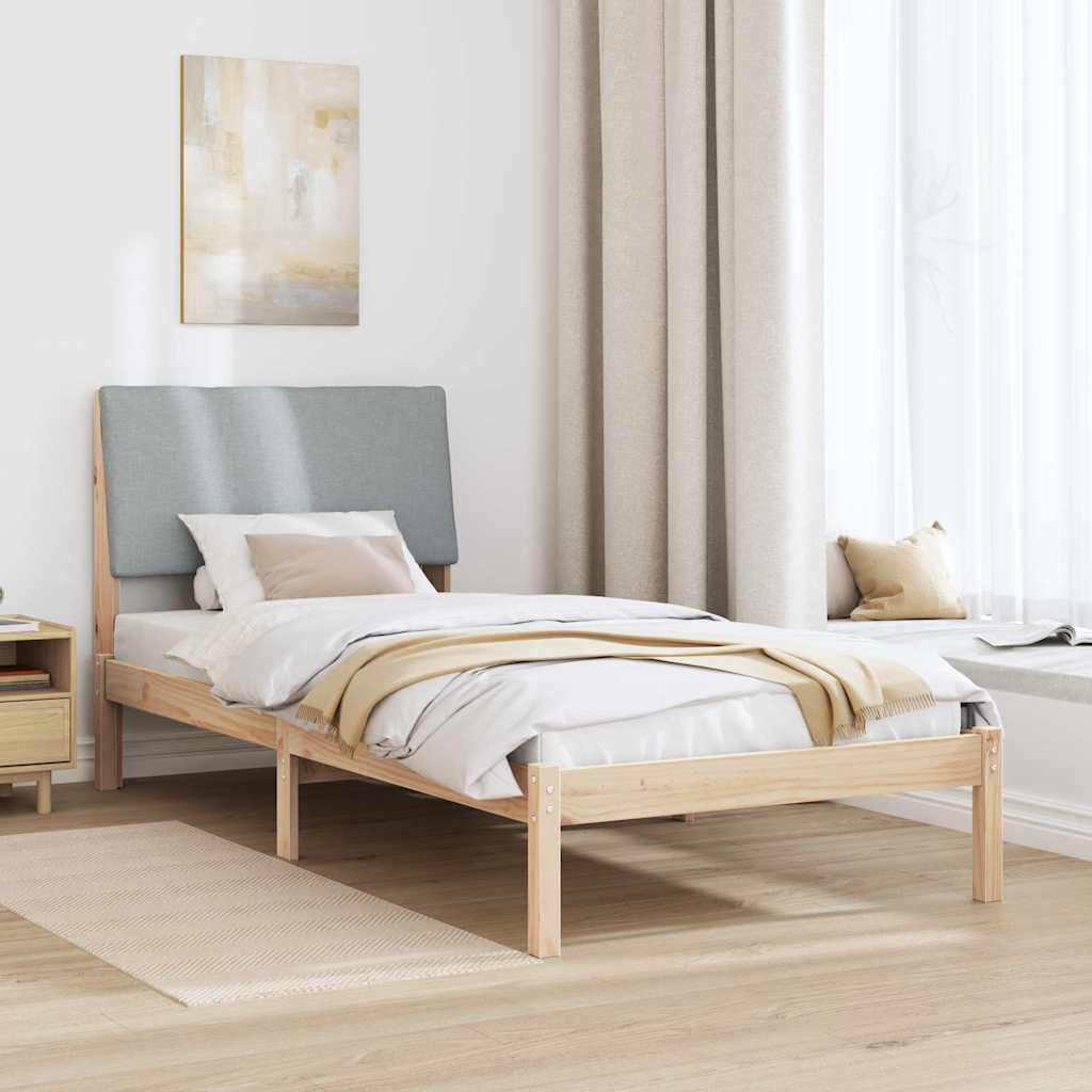 Bettgestell Braun und hellgrau 200 x 200 cm Massivholz Kiefer