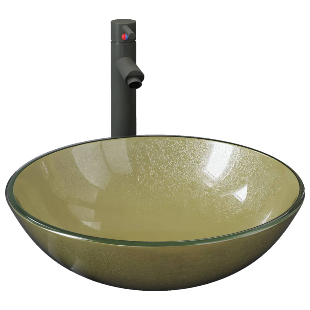 Waschbecken mit Armatur und Ablaufgarnitur Hartglas