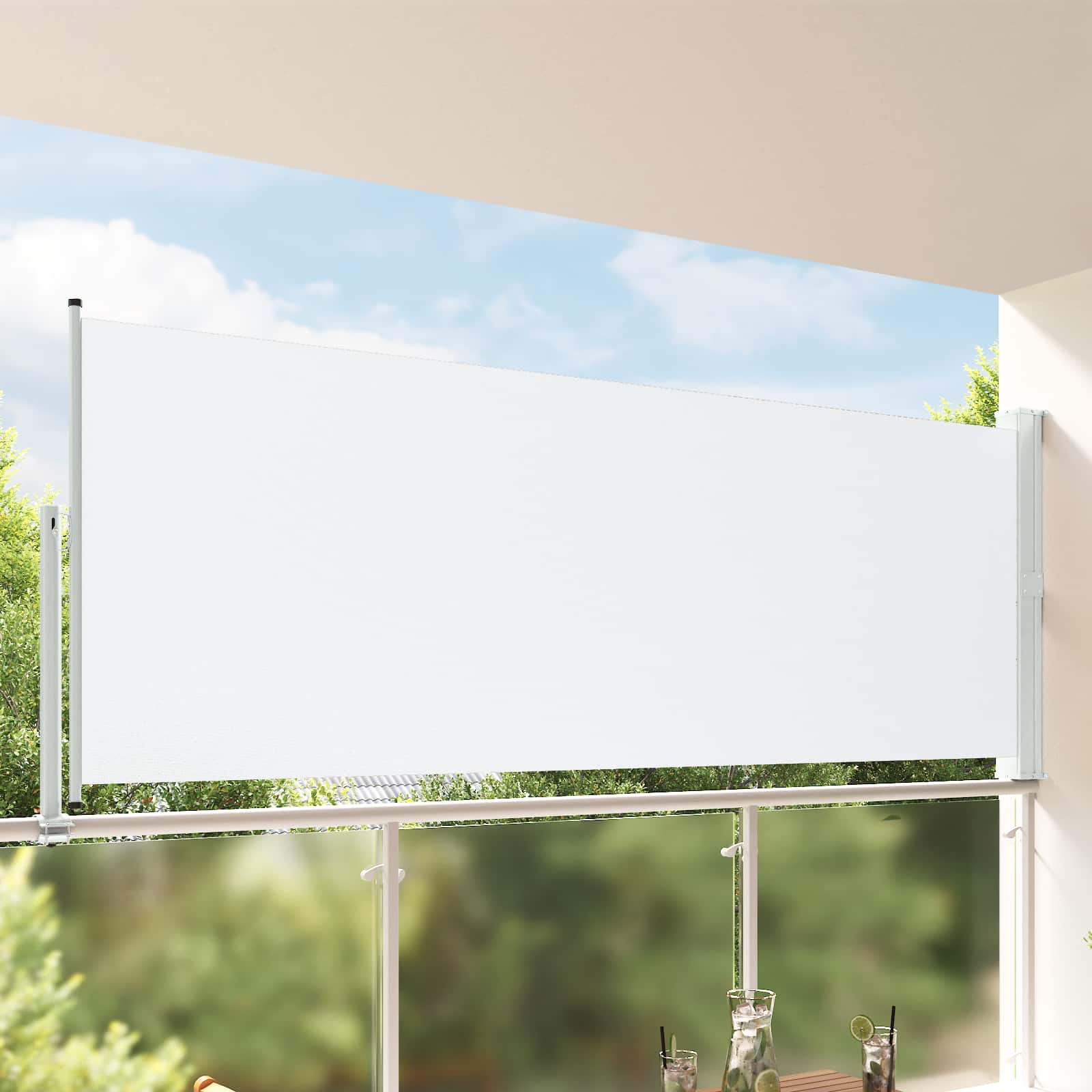 Seitenmarkise 60 x 300 cm 100% Polyester Eisen Stahl