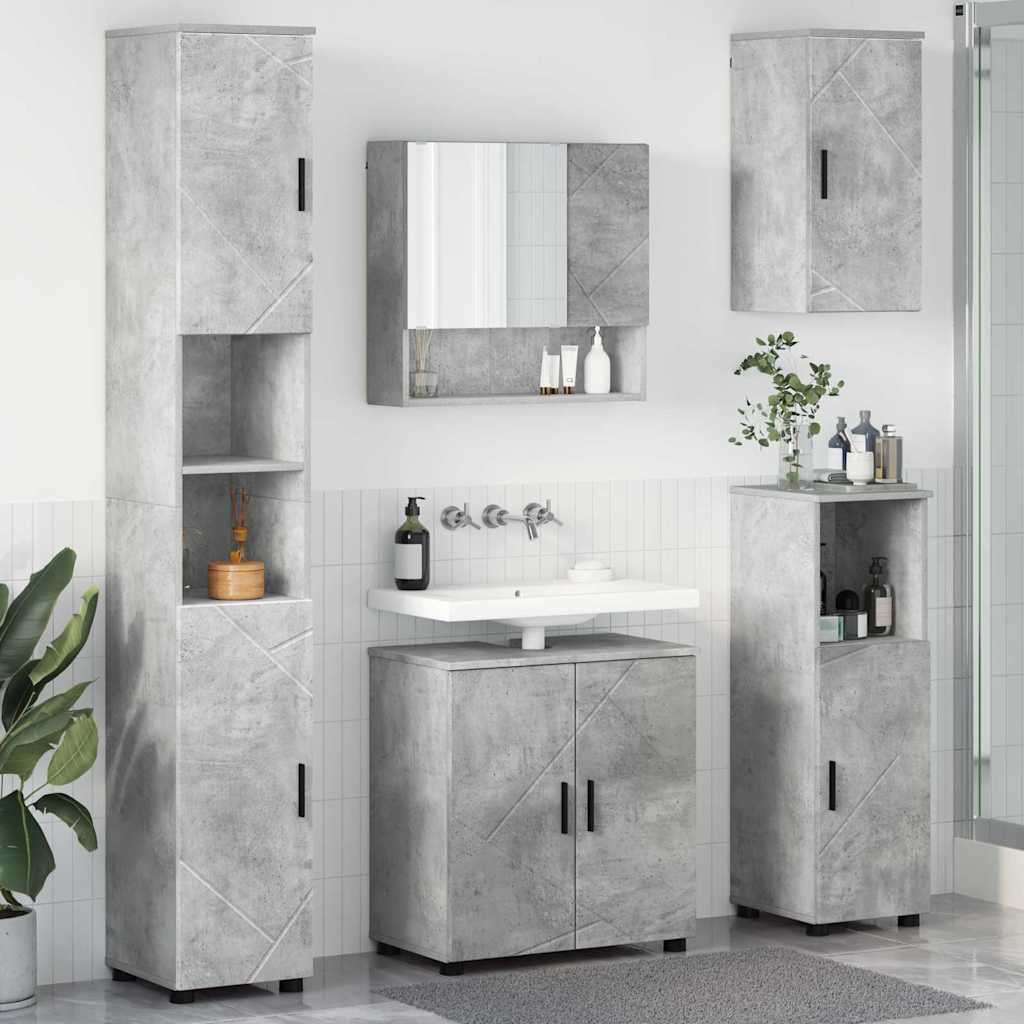 Badezimmermöbel-Set mit Tür 5 pcs Weiß Holzwerkstoff & Metall