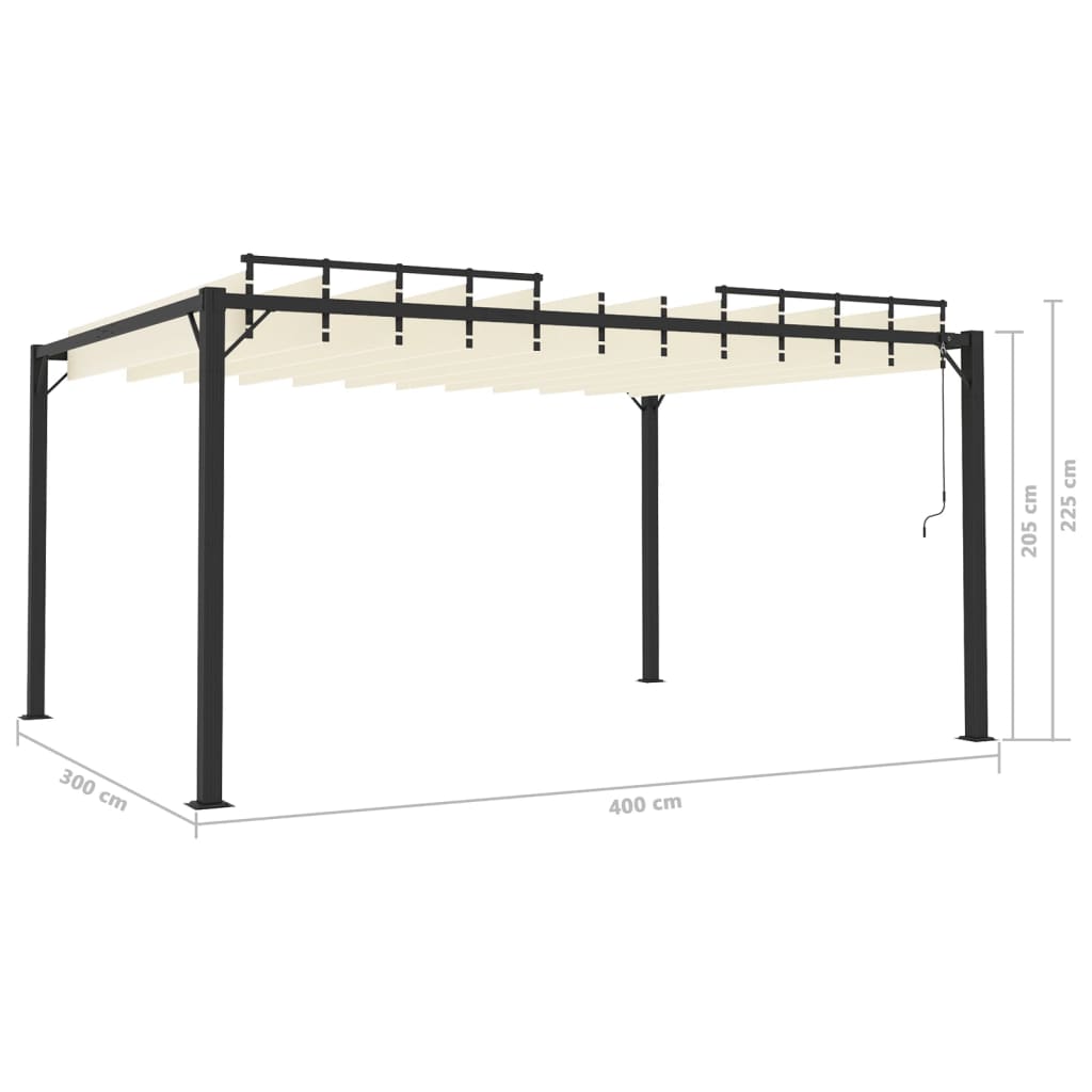 Pergola mit Lamellendach 3x3 m Creme Stoff und Aluminium