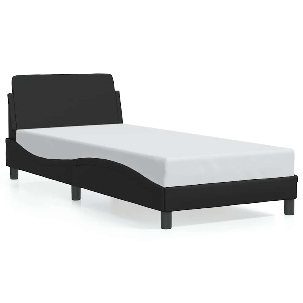 Bettgestell Dover Schwarz-Weiß 90x190 cm Kunstleder