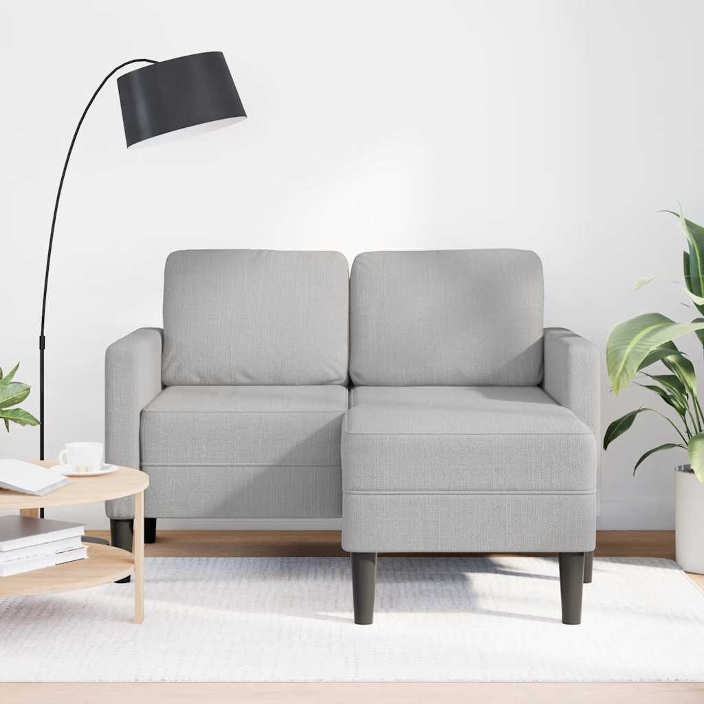 2-Sitzer-Sofa mit Chaiselongue L-Form Hellgrau 125 cm Stoff