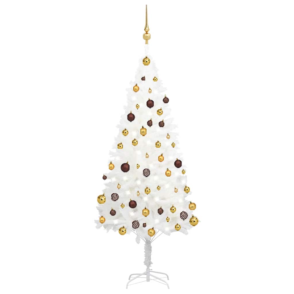 Künstlicher Weihnachtsbaum mit Beleuchtung & Kugeln Weiß 120 cm