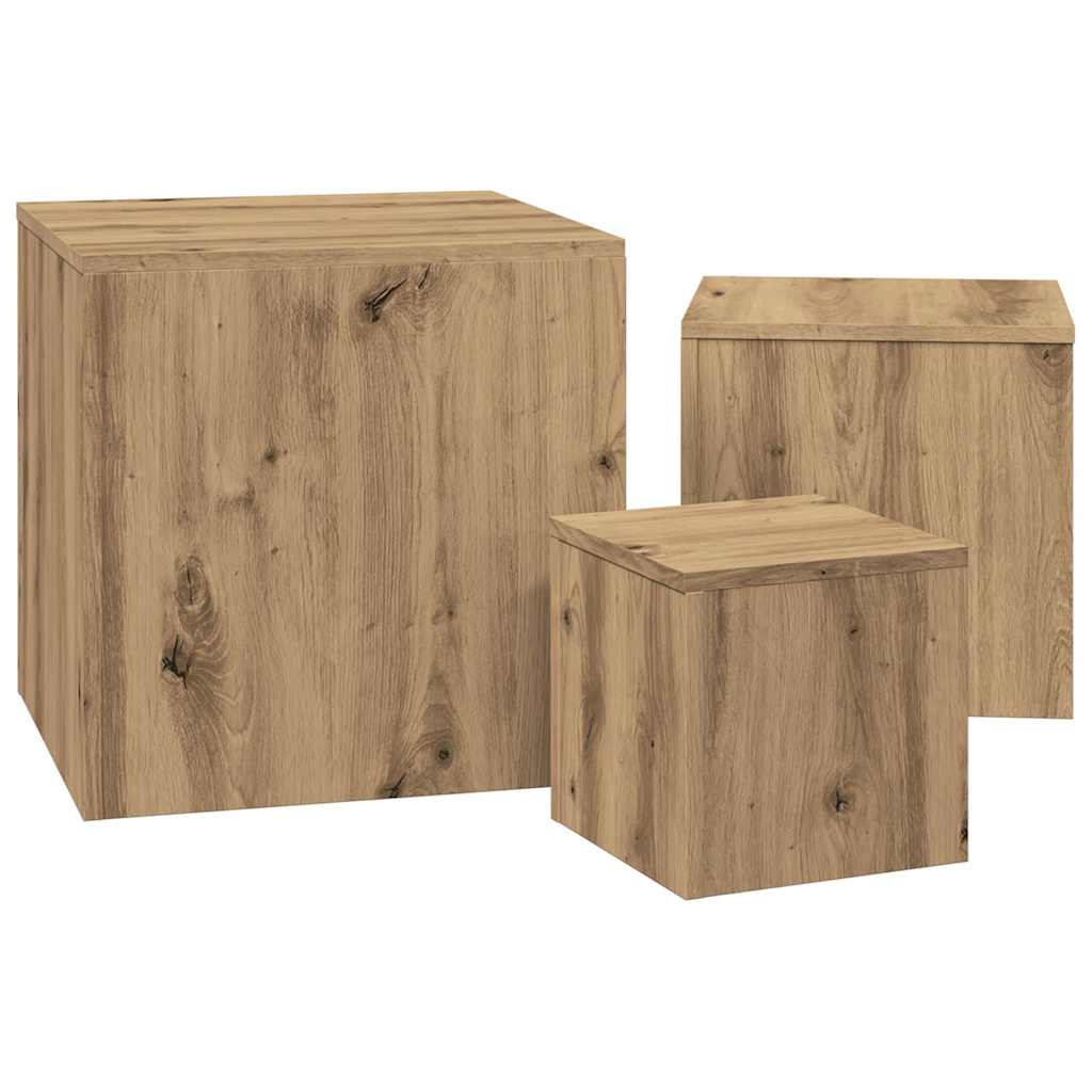 Beistelltische 3 Stk. Weiß Holzwerkstoff
