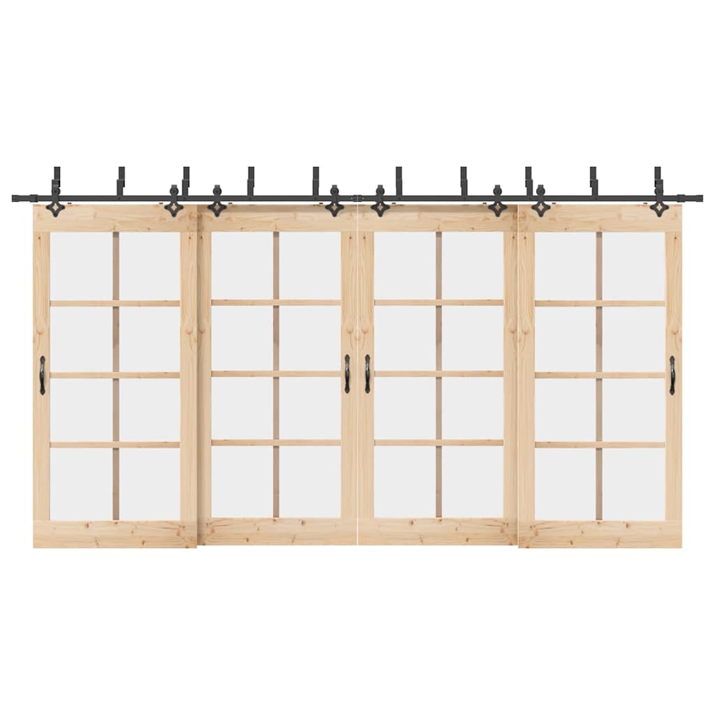 Schiebetürbeschlag-Set 152,5 cm Stahl Schwarz