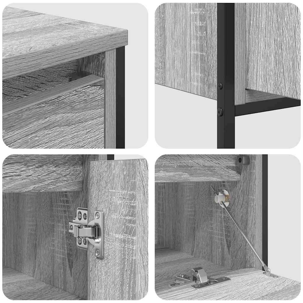 Badezimmermöbel-Set 3 pcs Schwarz Eichen-Optik Holzwerkstoff