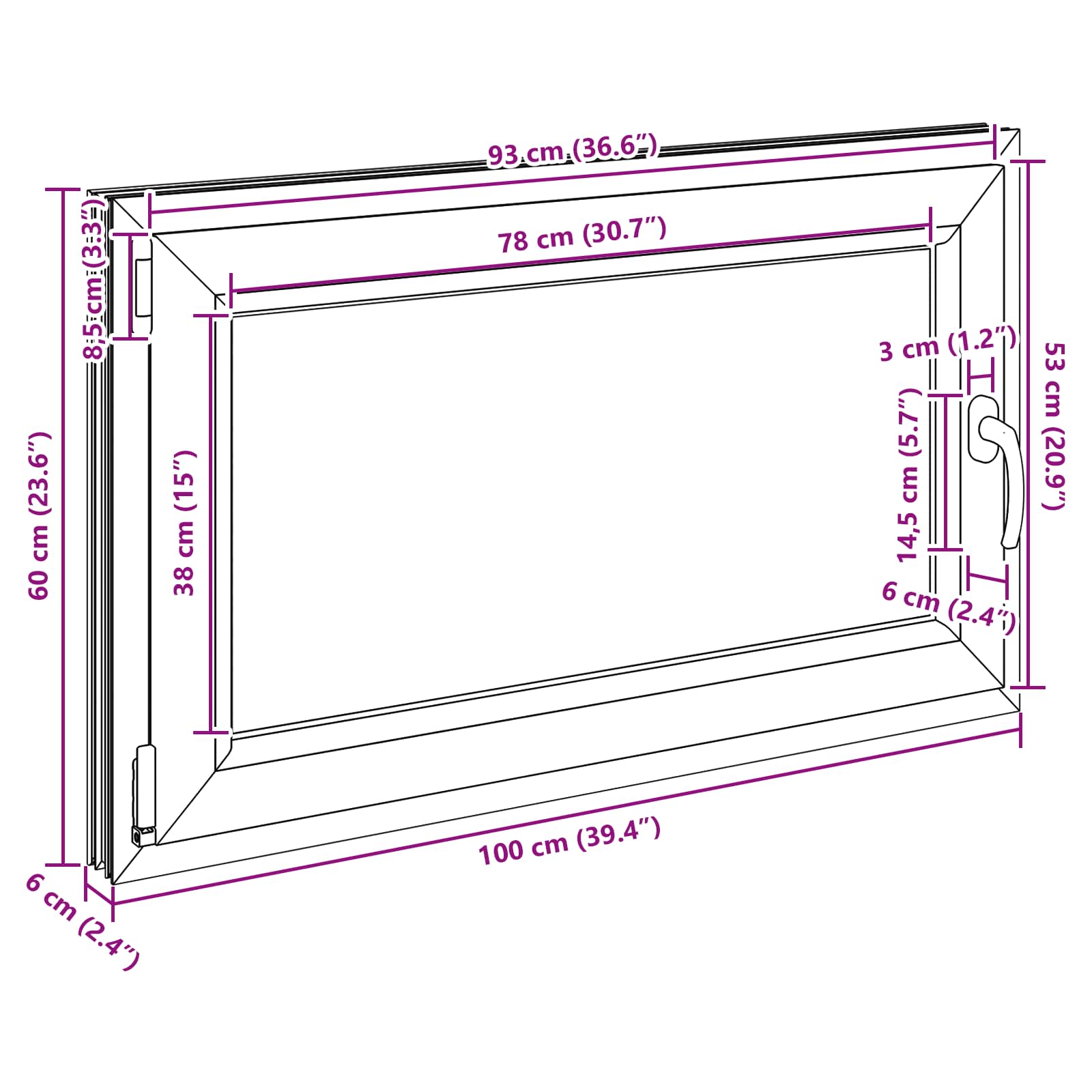 Kellerfenster RISOR 50 x 50 cm PVC und Glas Weiß