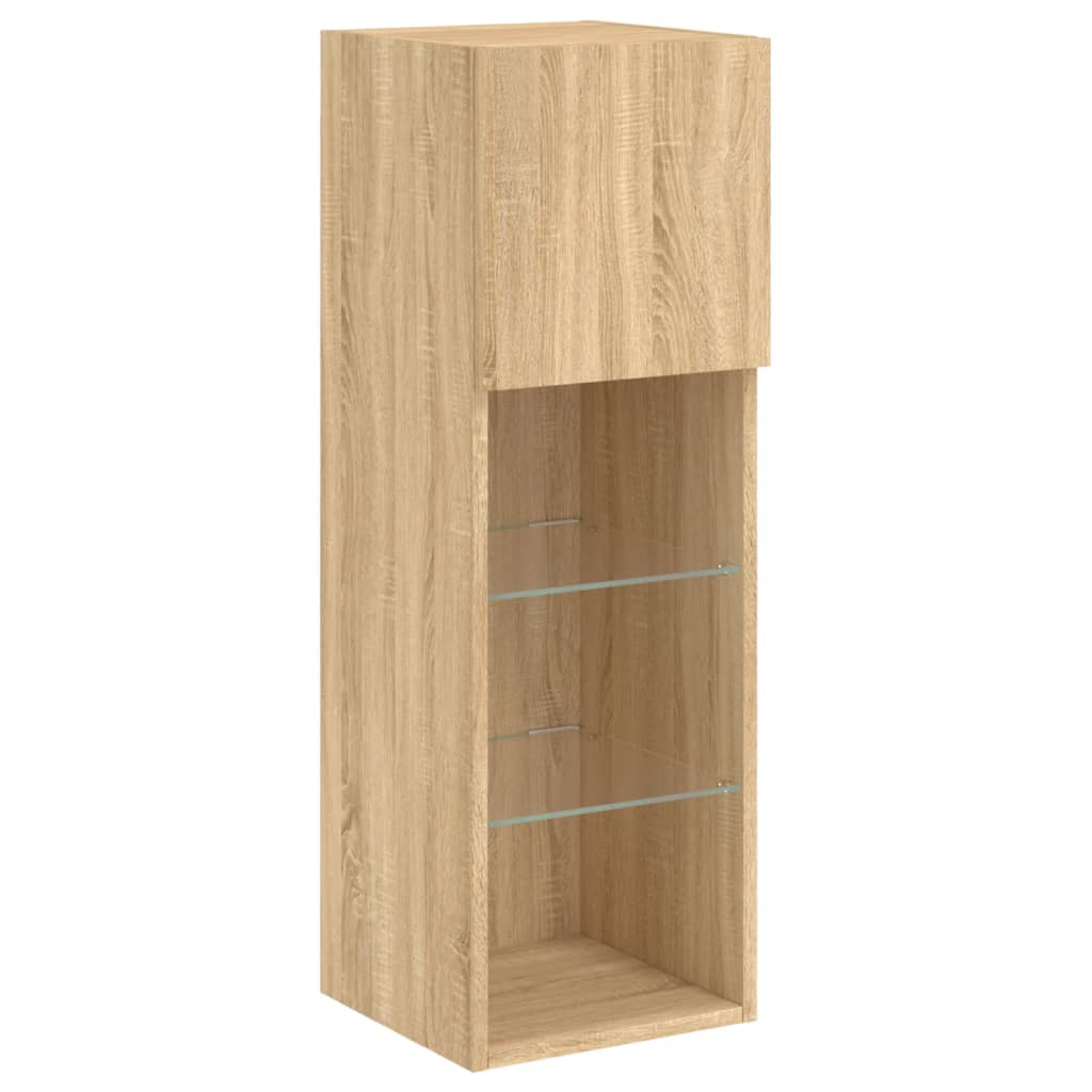 5-tlg. Wohnwand mit LED-Beleuchtung Weiß Holzwerkstoff