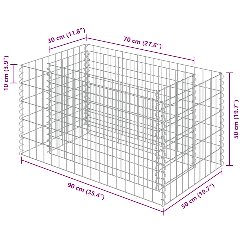 Gabionen-Hochbeet Verzinkter Stahl 450×90×100 cm