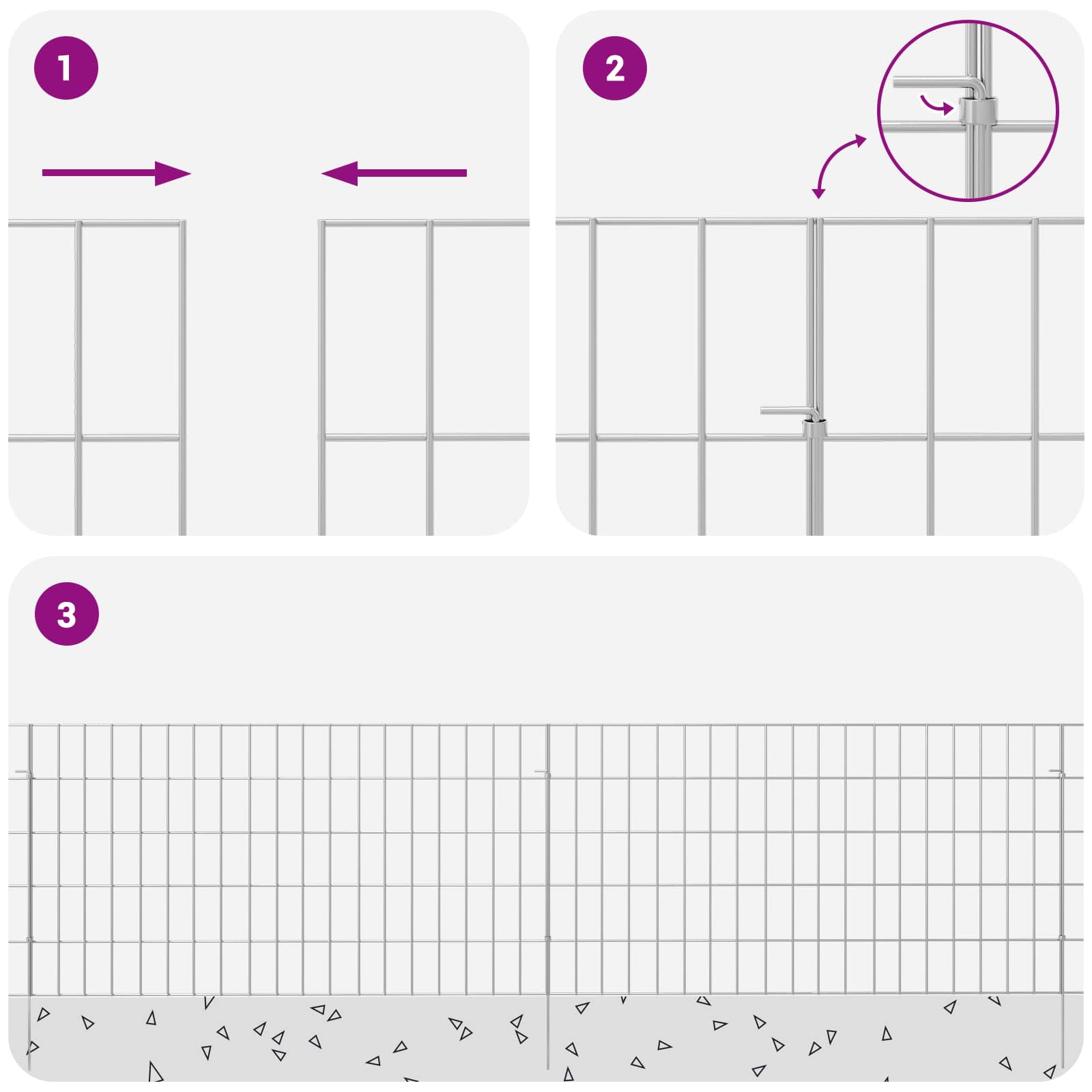 Gartenzaun mit Pfählen 12 pcs 35 x 30 cm Mesh Verzinkter Stahl