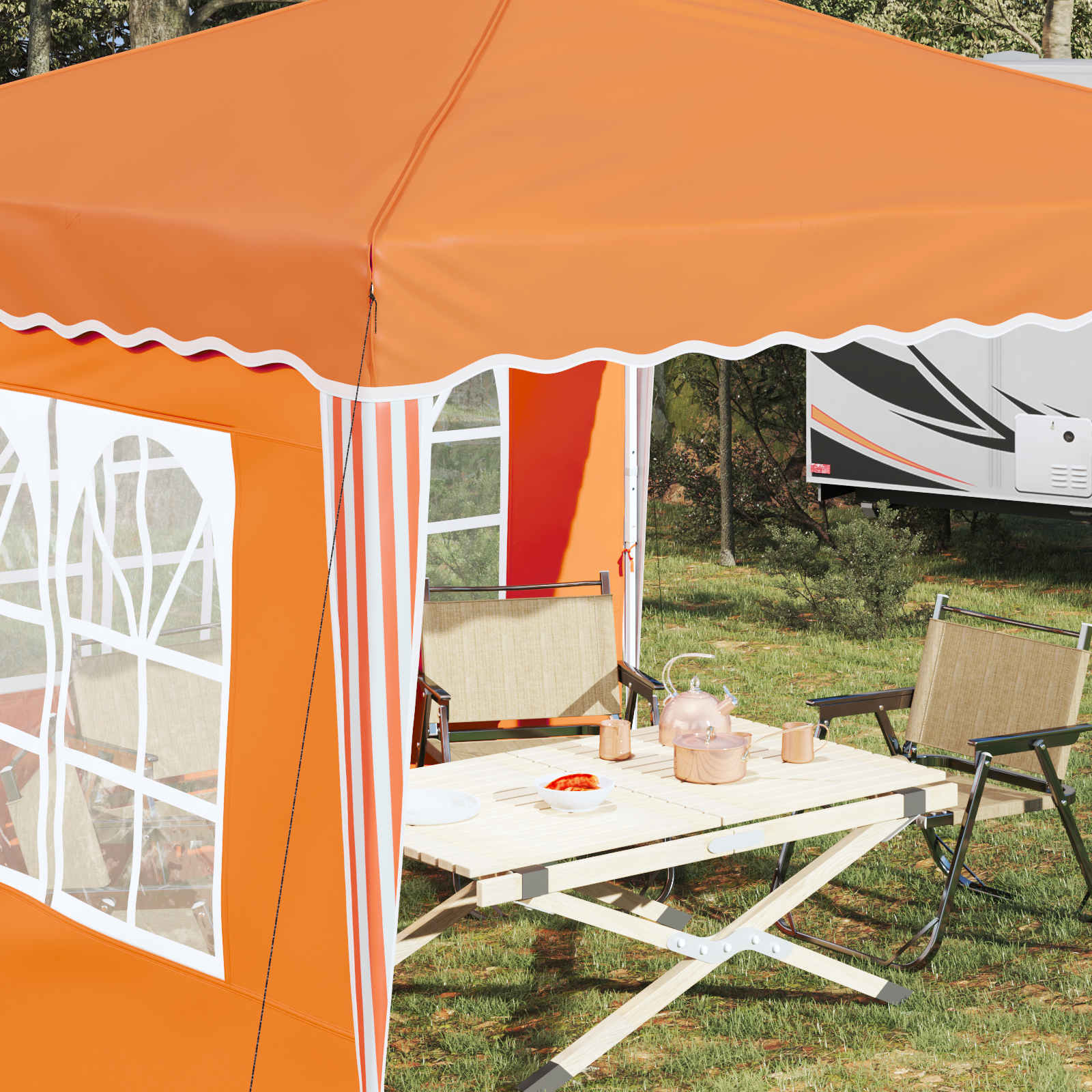 Pop-up Partyzelt 288 x 288 x 245 cm Creme Oxford-Stoff
