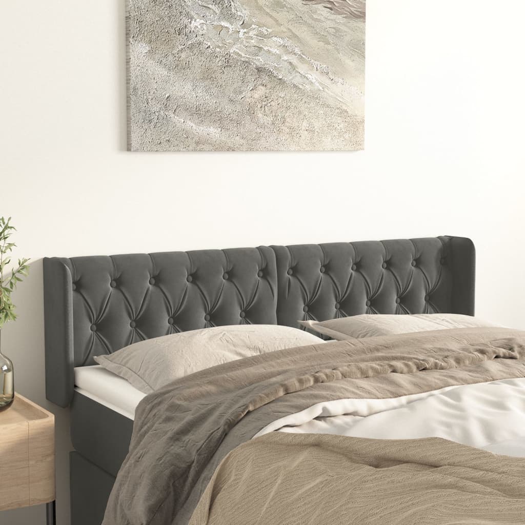 Kopfteil mit Ohren Dunkelblau 93x16x78/88 cm Samt