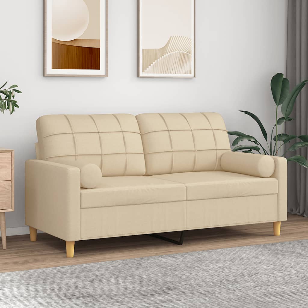 2-Sitzer-Sofa mit Zierkissen Braun 120 cm Stoff