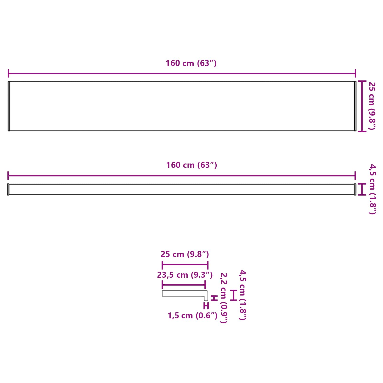 Fensterbank Weiß 60 x 10 x 4,5 cm PVC
