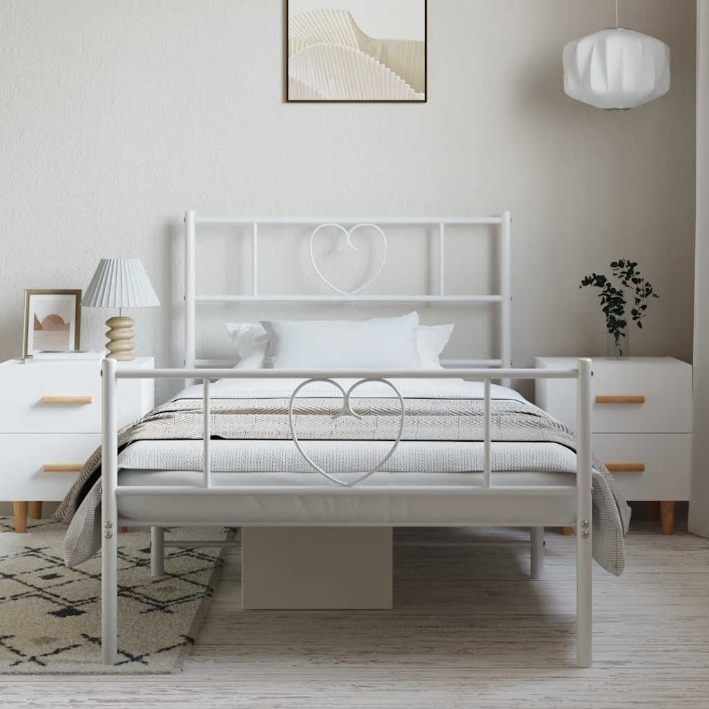 Bettgestell mit Kopfteil Metall Schwarz 100x190 cm