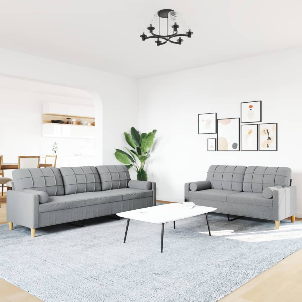2-tlg. Sofagarnitur Hellgrau Stoff