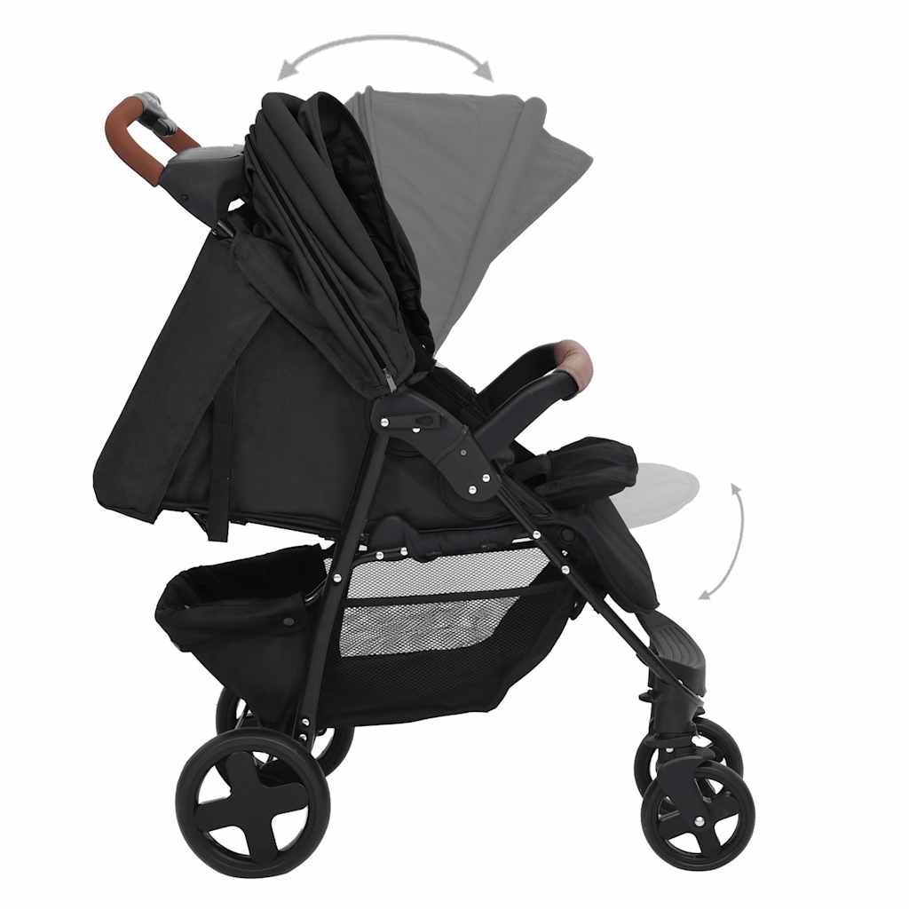 2-in-1 Kinderwagen Hellgrau Stahl