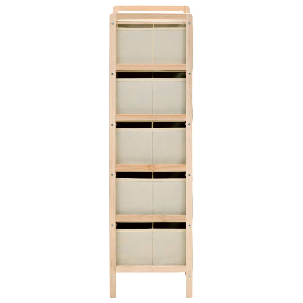 Korb-Kommode mit 3 Stoffkörben Zedernholz Beige