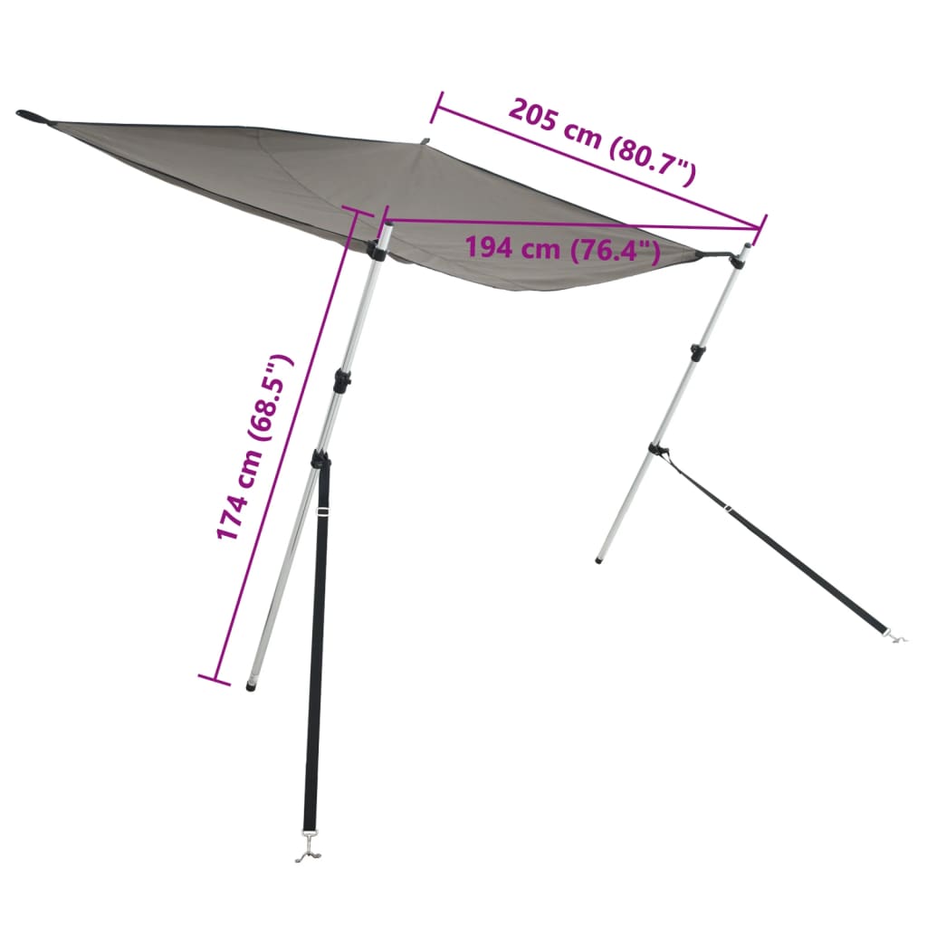 T-Top-Beschattungsverlängerung Weiß 170x170x(113-182,5) cm