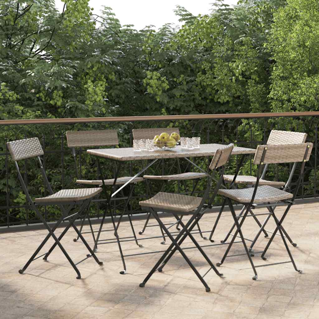 Bistrostühle 4 Stk. Klappbar Schwarz Poly Rattan und Stahl