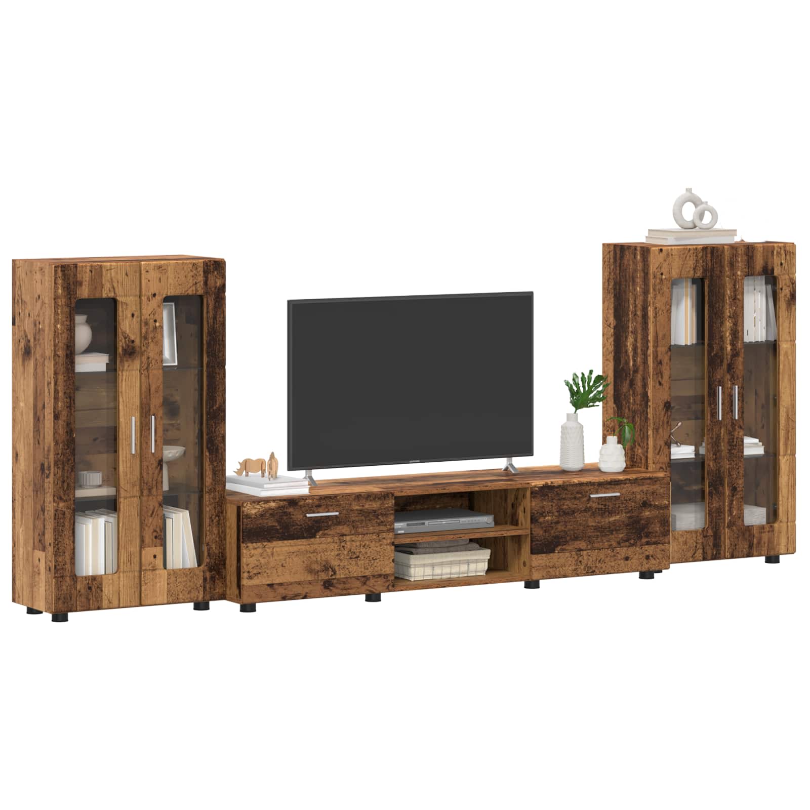 Highboard mit Regal FLORIN Weiß 60 x 35 x 182 cm Holzwerkstoff