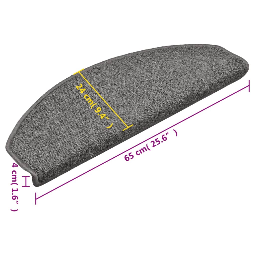 Stufenmatten 15 Stk. 56x17x3 cm Anthrazit Halbrund
