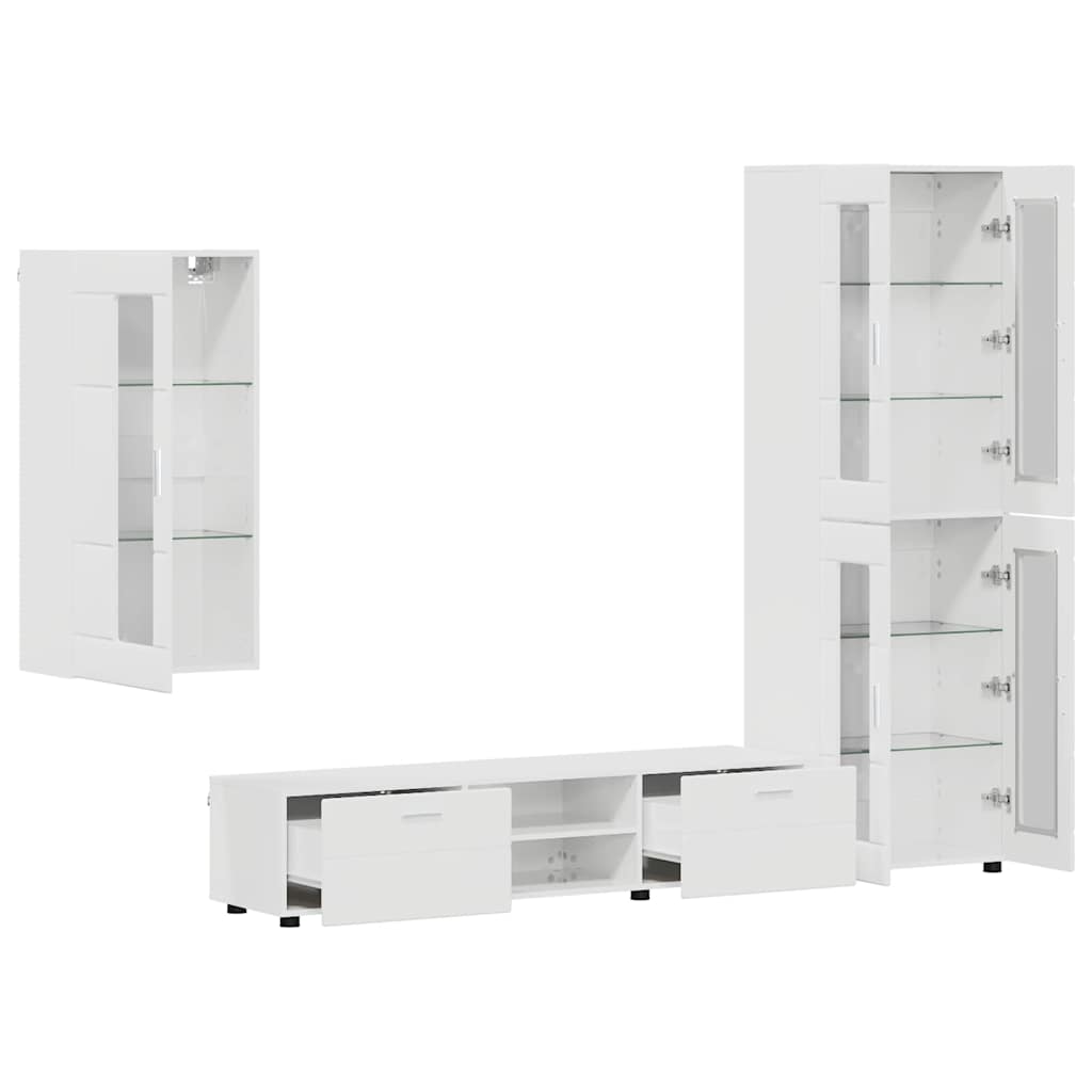 Highboard mit Regal FLORIN Weiß 60 x 35 x 182 cm Holzwerkstoff