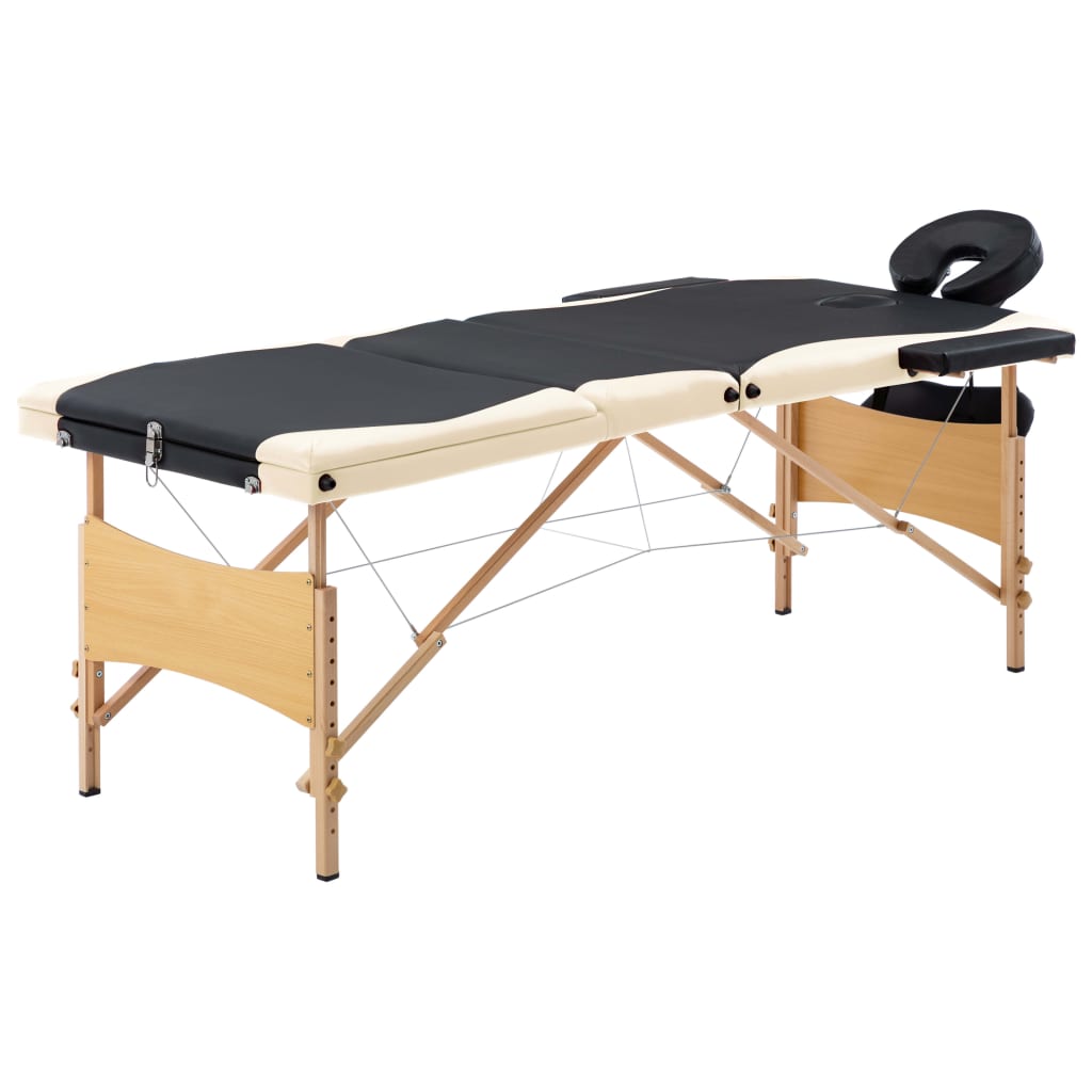 Massageliege Klappbar 3-Zonen mit Holzgestell Bordeaux-Lila