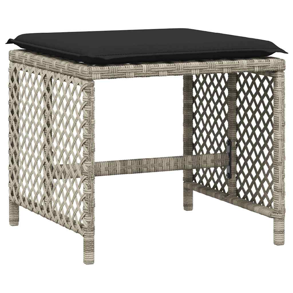 Gartenhocker mit Kissen 4 Stk. Schwarz 41x41x36 cm Poly Rattan