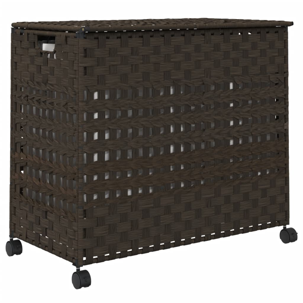 Wäschekorb mit Rollen 66x35x60 cm Rattan