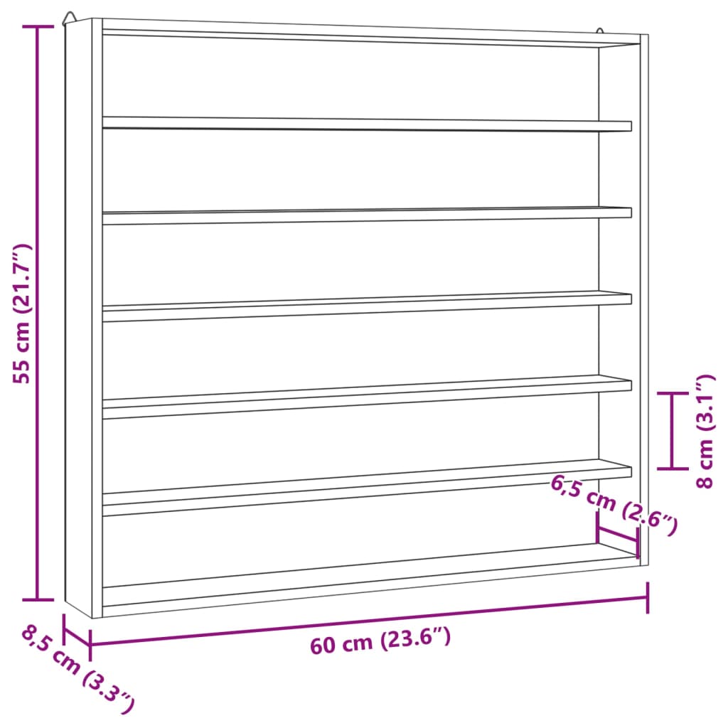Sammlervitrine aus Holz mit 6 Regalen 40x8,5x55 cm