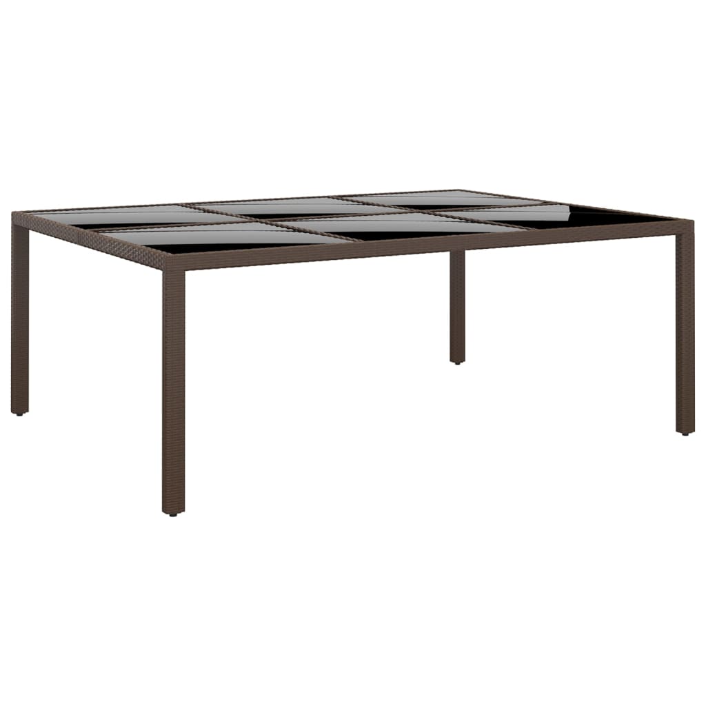 Gartentisch 200x150x75 cm Hartglas und Poly Rattan Grau