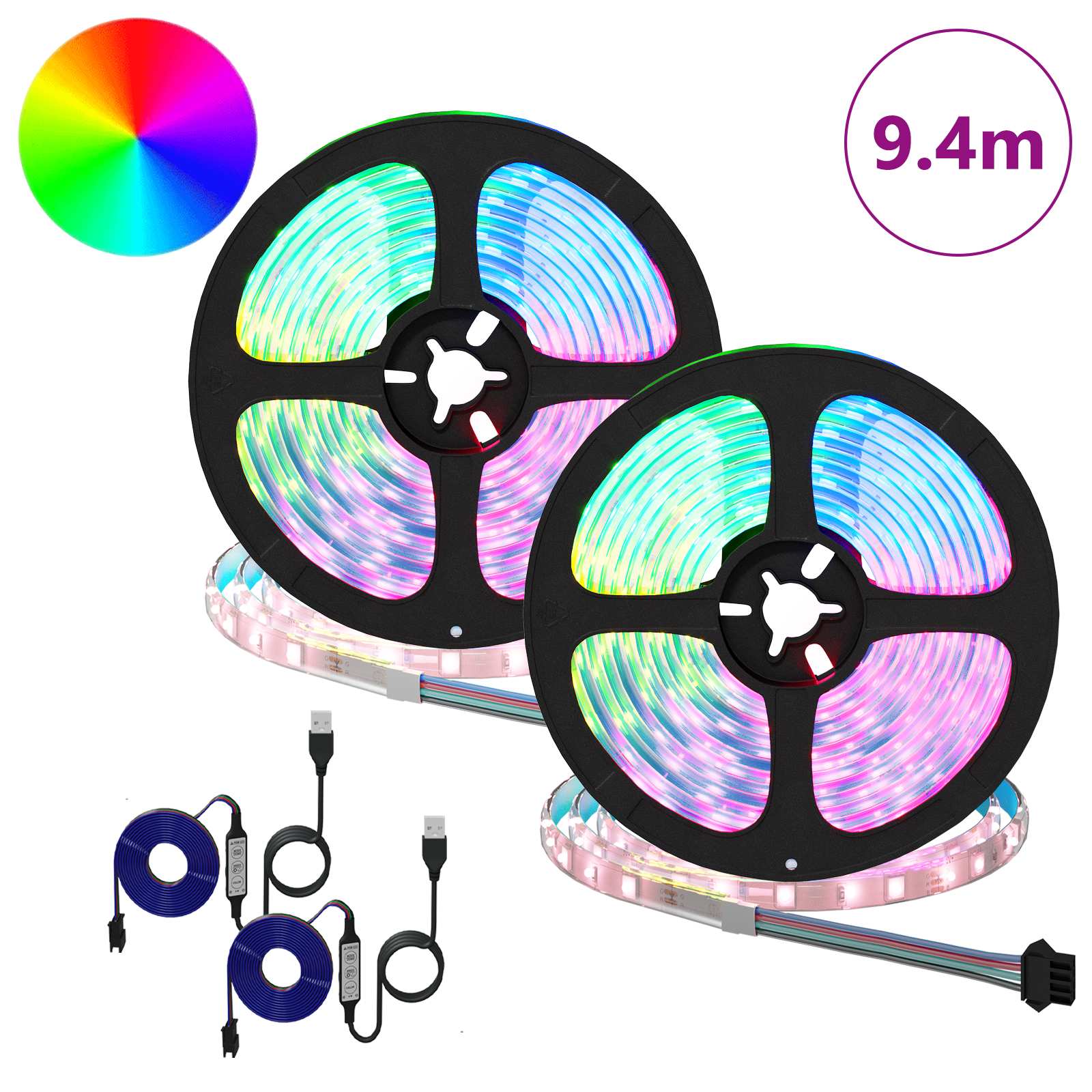 LED Streifen 2 pcs Schwarz und Transparent 3000 mm